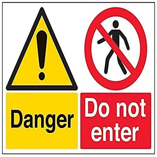 VSafety Signs 67059BF-R "Danger/Do Not Enter" Warning Sign, 1mm Rigid Plastic, Landscape, 400mm x 300mm, Black/Red/Yellow