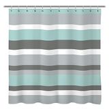 Sunlit Aqua Blauw Grijs Horizontale Strepen Waterafstotende Stof Douchegordijn Set met Versterkte Metalen Doorvoertules en Ringen Verfrissend Gestreept Ontwerp Schimmelbestendig Polyester Badkamer