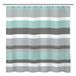 Sunlit Aqua Blauw Grijs Horizontale Strepen Waterafstotende Stof Douchegordijn Set met Versterkte Metalen Doorvoertules en Ringen Verfrissend Gestreept Ontwerp Schimmelbestendig Polyester Badkamer