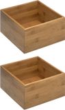 5Five Opberg/sorteer/lade verdelers - bakjes - bamboe - 18 x 18 x 9.5 cm - Set van 2x stuks