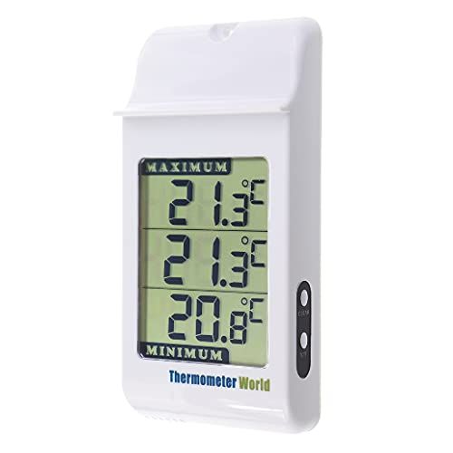 Thermometer World Digitale max-min-broeikasthermometer - max-min-thermometer voor bewaking van maximale en lage temperaturen - wandgemonteerde broeikasaccessoire voor binnen of buiten