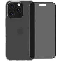 BlueBuilt Back Cover iPhone 16 Pro Transparant + Privacy Filter Screenprotector Glas