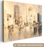 OneMillionCanvasses B.V. Canvas - Olieverf - Schilderij - Abstract - Skyline - Stad - 80x60 cm - Woondecoratie - Wonen