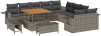 vidaXL Tuinbank - Set - 13 - st - Grijs - poly - rattan