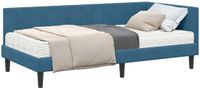 vidaXL Hoekbedframe met Matras, Blauw Fluweel, Tweepersoons