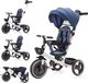 Tricycle enfant 903 - Pliable - Poussoir réglable - Freins de roue - Pare-soleil amovible - Siège avec dossier - Convient aux enfants de 10 mois à 5 ans - Bleu foncé