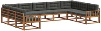 vidaXL - Hoek loungeset - 9 zitplekken - Natuurlijk en antraciet - Acacia hout
