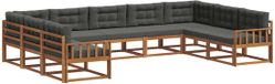 vidaXL - Ensemble de salon d'angle - 9 places assises - Naturel et anthracite - Bois d'acacia