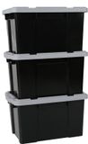 IRIS Powerbox Opbergbox - 50L - Kunststof - Zwart/Grijs - Set van 3
