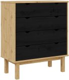 vidaXL Ladekast OTTA Zwart 76,5 x 39,5 x 90 cm Massief grenenhout