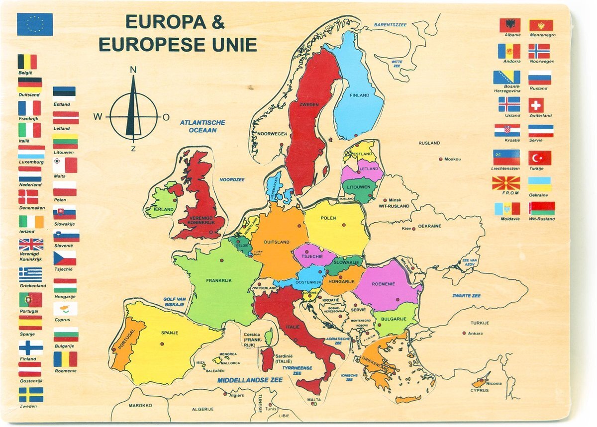 Charl's Toys Houten Puzzel van Europa