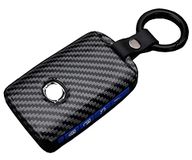 Sleutelhanger Mazda Sleutelhanger beschermhoes geschikt voor 2019-2021 Mazda 3, Mazda 3 Hatchback, Mazda CX4 CX5 CX8 CX9 CX-30, Mazda 6 WAZSKE11D01 Keyless Entry Remote Case Houder ABS koolstofvezel patroon (blauw)