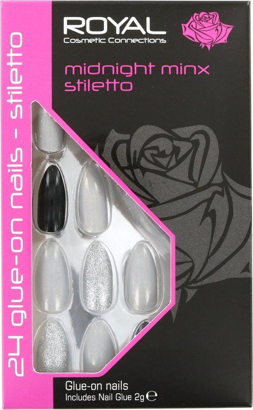 Royal 24 Stiletto Glue-On Nail Tips - Midnight Minx
