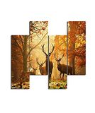Homemania Wandafbeelding, motief hert, 4 stuks, dieren, woonkamer, slaapkamer, meerkleurig, 76 x 0,3 x 50 cm, HM204PMDF193, MDF