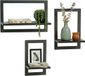 Relaxdays Wandplank zwevend - 3-delige set - 3 groottes - zwart