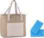 Kimood Grote koeltas jute/canvas naturel 12 liter met 4x stuks koelelementen - 28 x 25 x 17 cm