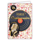69-5067 Afie 69-5067 Gelukkige Verjaardag Kaart Muzieknoten Microfoon Headset Platina Vinyl Record DJ