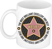 Bellatio Decorations Naam mok Wesley - wit - Most Brilliant - keramiek - 300 ml - collega beker - cadeau