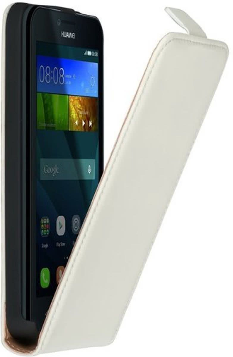 LELYCASE Witte lederen flip case voor de Huawei Y5 flipcase hoes