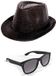 Folat Verkleedkleding set - Glitter hoed/party bril zwart volwassenen