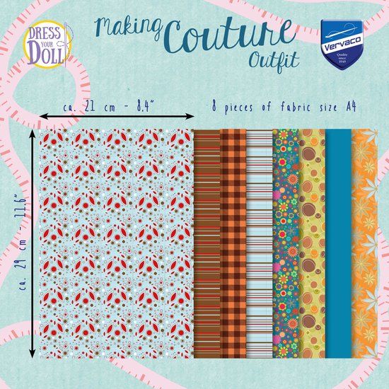 DYD Dress Your Doll Making Couture Fabric Set kit Mint