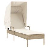 VidaXL Fauteuil de jardin rembourré polyrotin acier crème blanc