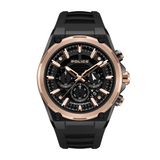 Police ILG of Switzerland AG Chronograaf Uros Heren Polshorloge Zwart Siliconen Band Staal Kast
