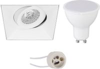 BES LED GU10 Inbouwspot Set - Mat Wit - Vierkant - Kantelbaar - 4W - Warm Wit 3000K