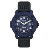 Timex Expedition Timber 42 mm kwartshorloge voor heren, zwart siliconen bandje met blauwe wijzerplaat, TW4B34600