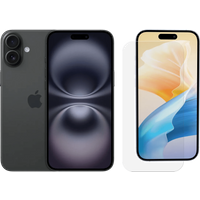 Apple iPhone 16 128GB Zwart + BlueBuilt Screenprotector Glas