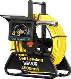 VEVOR Rioolcamera, 50 M, Zelfnivellerende Buiscamera met 4,3-Inch Hd-Scherm, Ip68 Waterdicht, met Verlichting (12 Led's en 16 Gb Geheugenkaart) voor Rioolleidingen en -Buizen.
