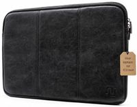 NEGOTIA Laptophoes 17 inch - Vintage Abbey Laptop Sleeve van Vegan Leer - Geschikt voor 17,3 inch Laptops - Zwart
