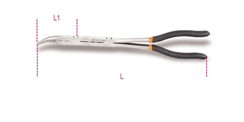 Beta Gebogen extra lange buigtangen met dubbel werkend scharniers, 45°, anti-slip dubbel gelaagde PVC handgreep 1009L/DP