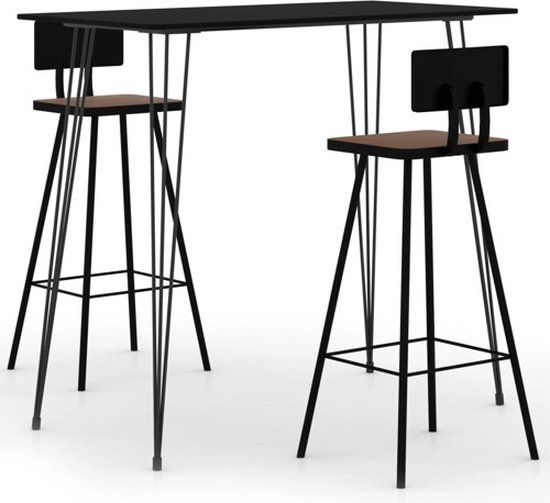 vidaXL 3-delige Barset zwart