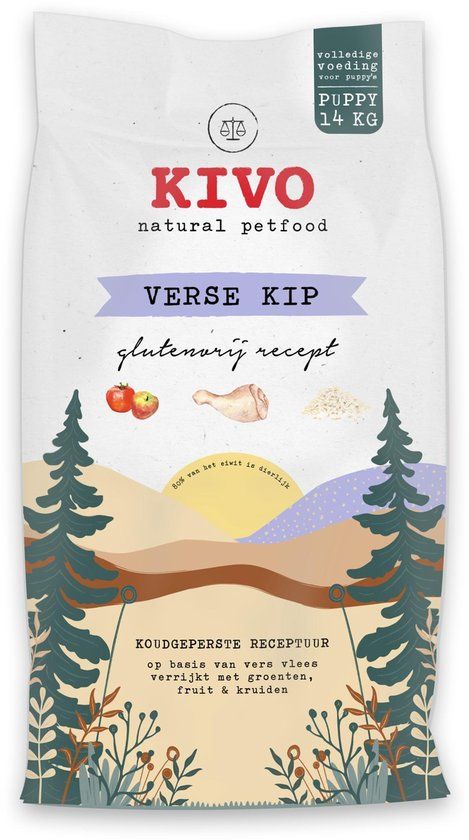 Kivo Petfood Puppybrokken Verse Kip Puppy - 14 kg - Glutenvrij