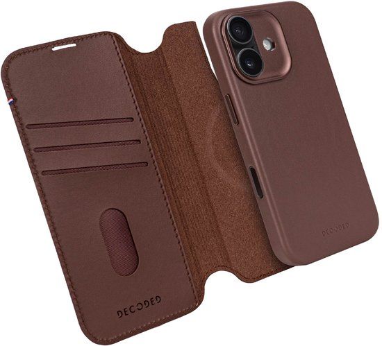DECODED 2-in-1 Leren Detachable Wallet Hoesje Geschikt voor iPhone 17 - Bruin