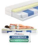 AM Qualitätsmatratzen - Premium traagschuim matras 160x200cm - Gemiddeld (H3) - 1000 veren - Pocketveringmatras - Matras met geïntegreerde 6cm traagschuim deklaag - 24cm hoogte - Made in Germany