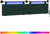 vidaXL Hangend hoofdbord Met LED-verlichting Donkergroen Fluweel