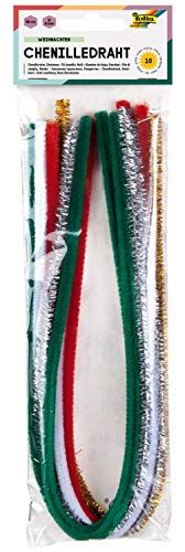 Folia 77895 - Chenilledraad - 10 stuks - Kerstkleuren - 8mm x 50cm