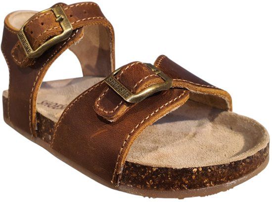 ShoesMe KL260001-B Maat 24 Bruine Platte Sandalen Unisex Kinderen Leer Gesp