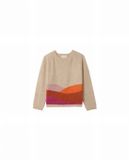 Grace & Mila Vrouwentrui Nady Beige Katoen/Wol Ronde Hals Lange Mouw Colorblock Casual S