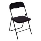 5Five Klapstoel met fluweel zitting - zwart/antraciet - 44 x 48 x 79 cm - metaal - Inklapbaar