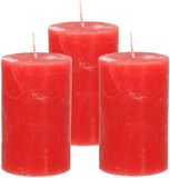 Atmosphera Stompkaars/cilinderkaars - 3x - rood - 5 x 8 cm