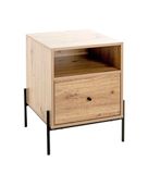 HAKU Console eiken, zwart, MDF, metaal - Maat: B 45 cm x H 60 cm x D 47 cm, Stijl: Modern