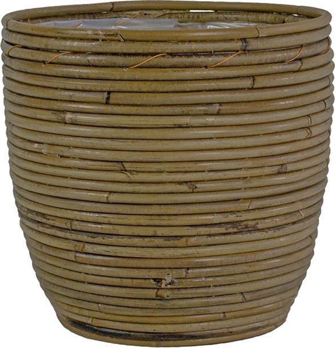 Van der Leeden Bloempot Rotan BALLON STREEP Bruin D24xH24cm