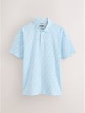 Next Heren Polo met Korte Mouwen, Knopen aan de Hals en Gestreept Patroon - Blauw