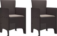 vidaXL Tuinstoelen met kussens, 2 stuks, bruin, taupe