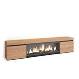 Skraut Home TV-Meubel, Lowboard, Woonkamer, Eetkamer, 210, Voor tv's tot 80", Elektrische haard XXL, Moderne stijl, Eiken