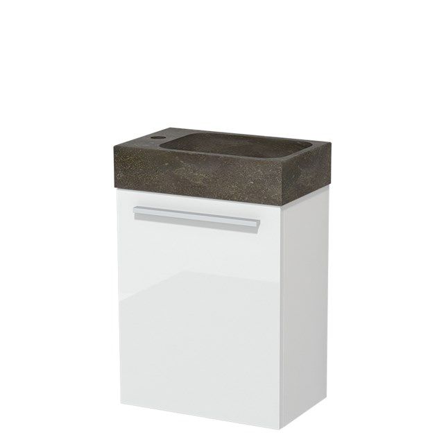 Maxaro Toiletmeubel met Wastafel Natuursteen Modulo Hoogglans Wit 40 cm