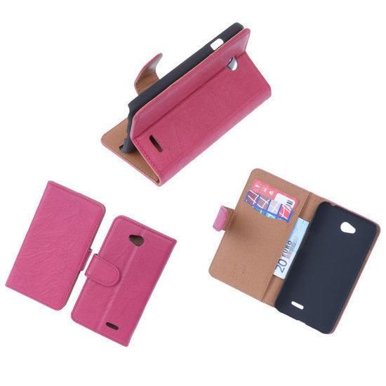 Best Cases Fuchsia Luxe Echt Lederen Booktype Hoesje LG L70